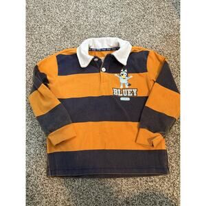 Bluey Size 5t Shirt Boys Toddler Disney Rugby Polo Stripe Orange and Blue 2018